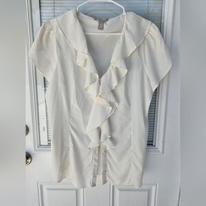Banana Republic Cream Ruffle Blouse